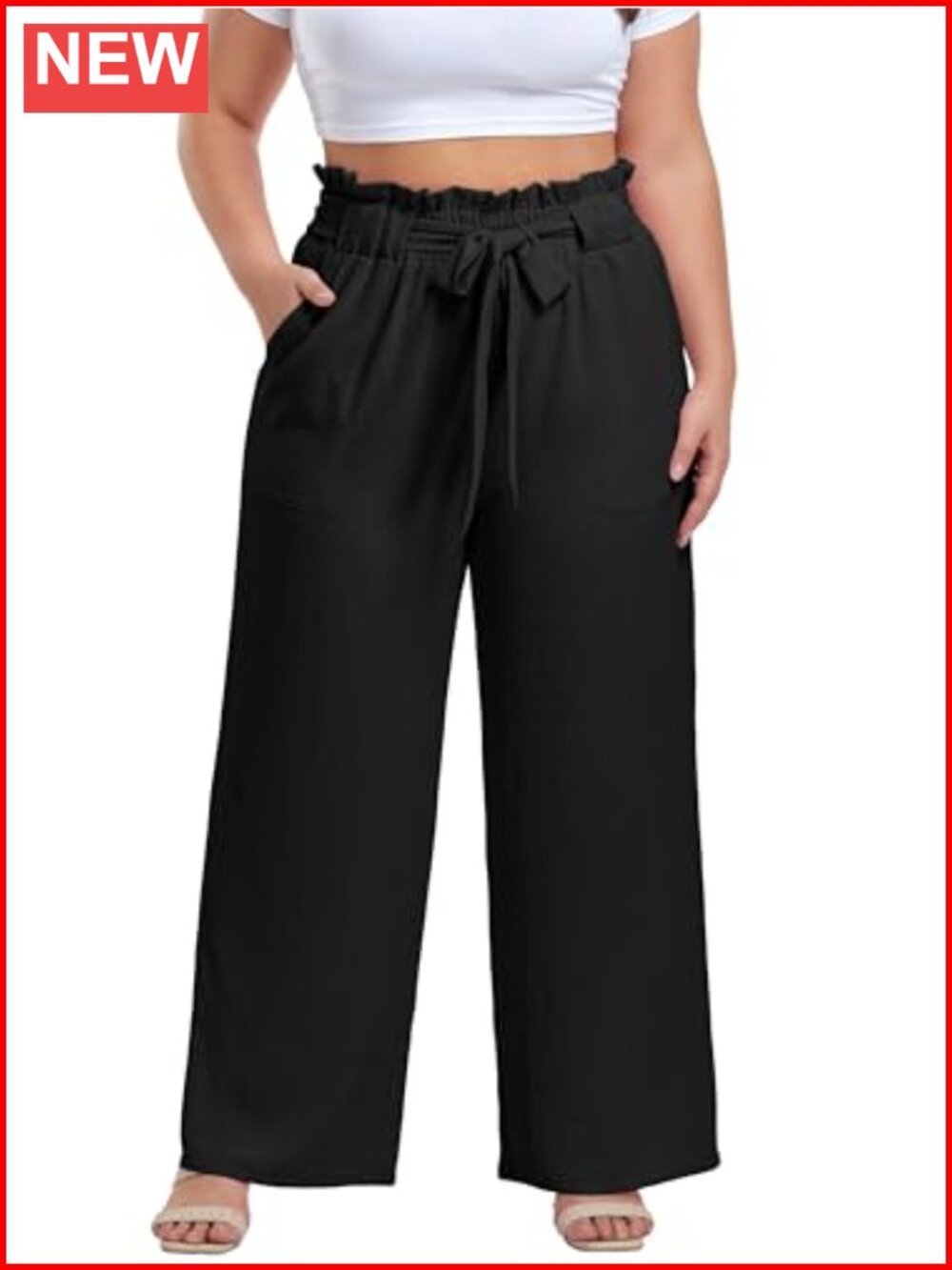 Plus Size High Waisted Wide Leg Palazzo Pants with Pockets